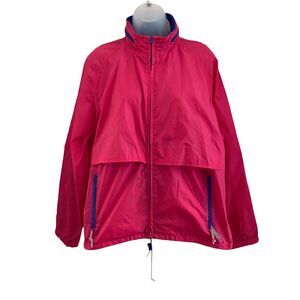 Woolrich Vintage Medium Jacket Magenta Hooded Windbreaker Full Zip Thin